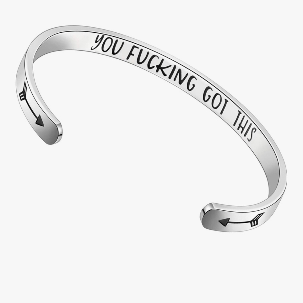 Inspirational Silver Cuff Bracelet